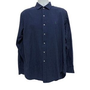 Polo GOLF Ralph Lauren Estate Sport 2-Ply Cotton Blue Plaid Button Down Shirt L